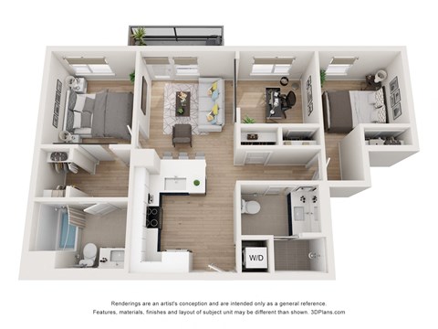 a 3 bedroom floor plan of a 2100 sq ft apartment